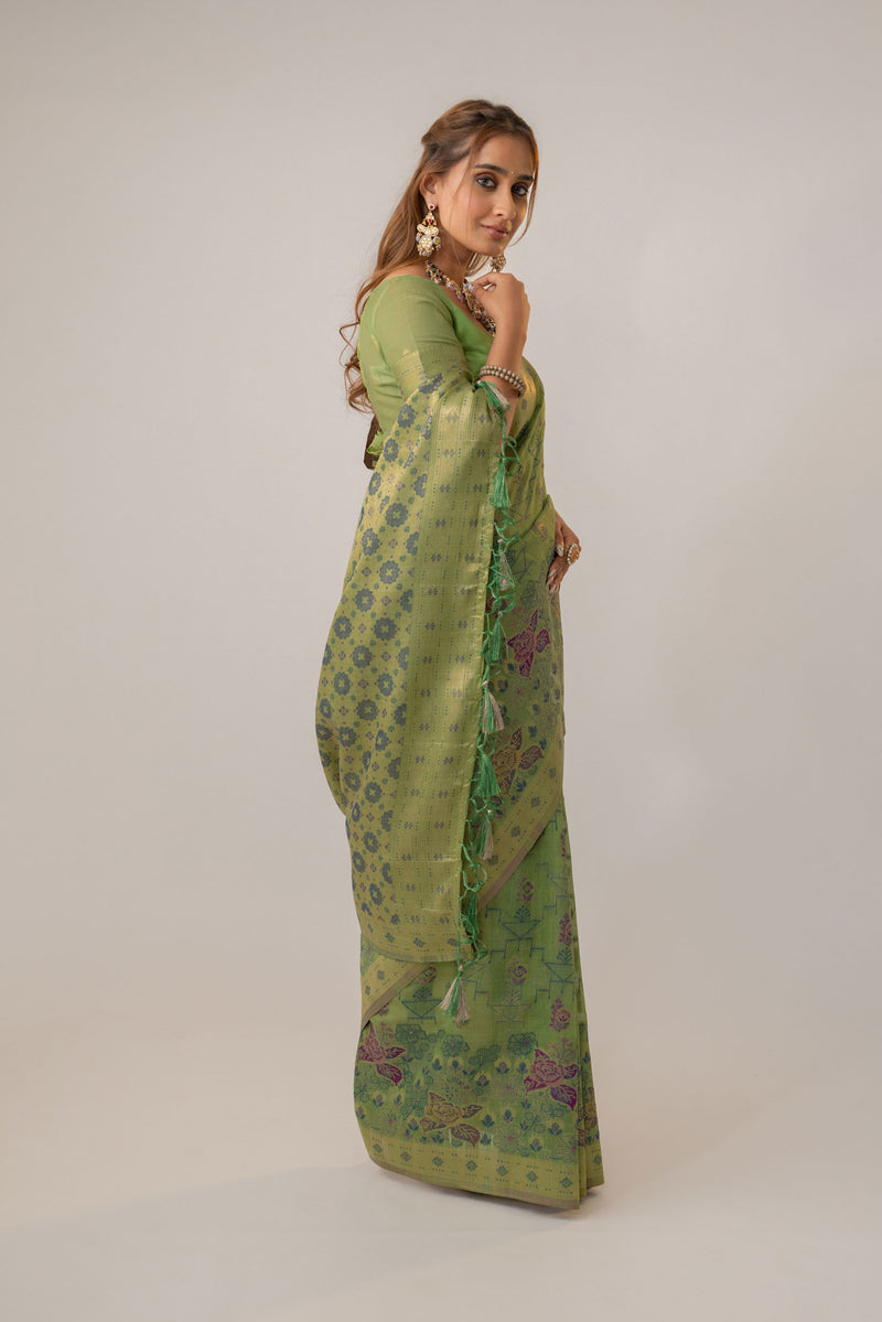 Juhi Cotton Green Saree