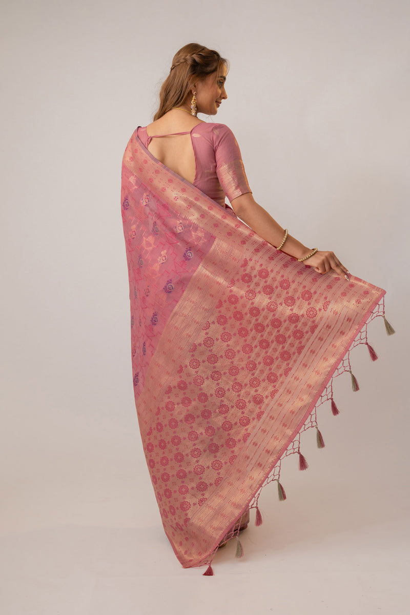 Juhi Cotton Pink Saree