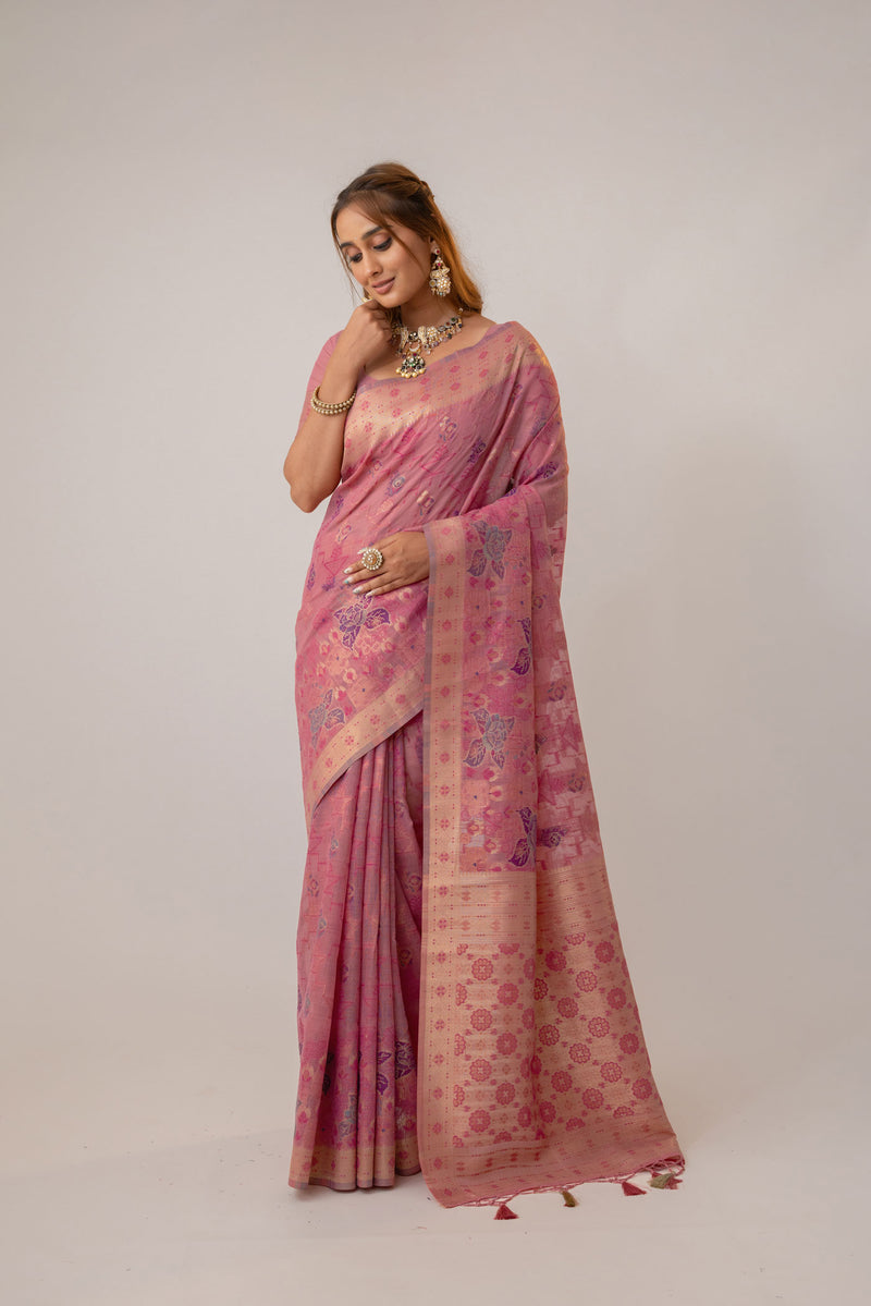 Juhi Cotton Pink Saree