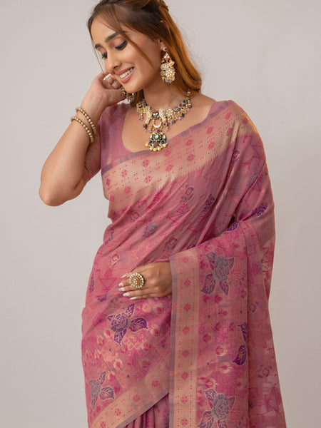 Juhi Cotton Pink Saree