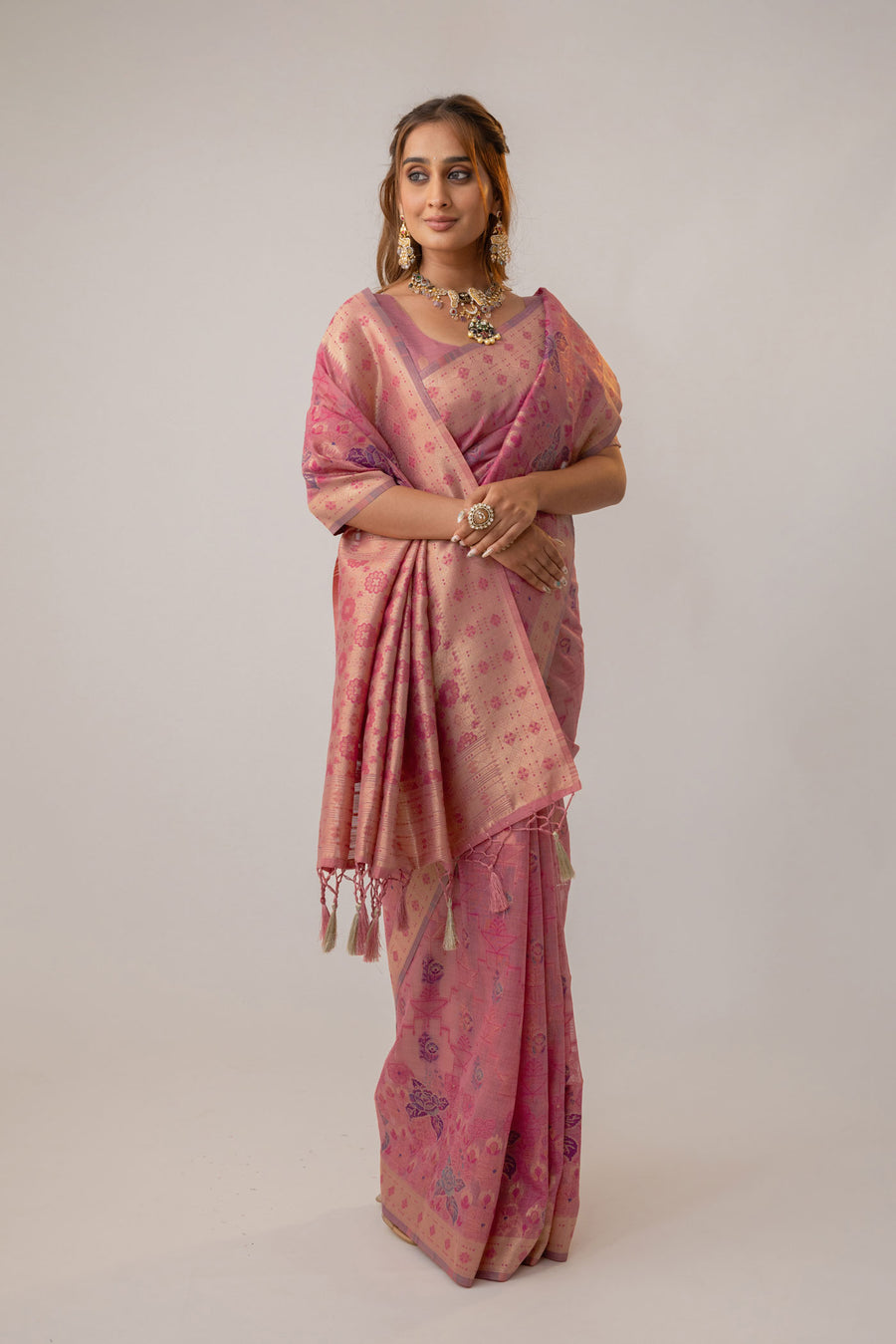 Juhi Cotton Pink Saree