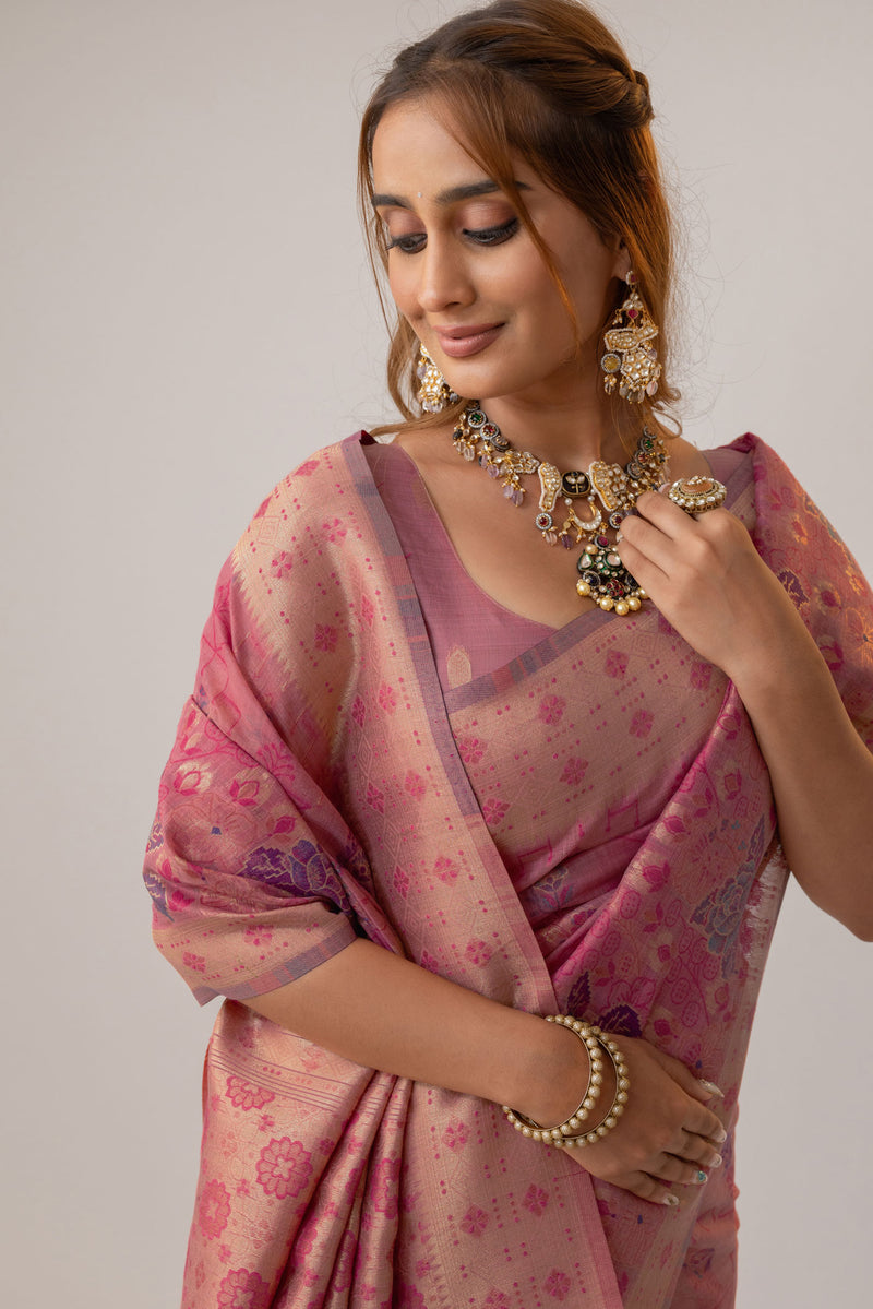 Juhi Cotton Pink Saree