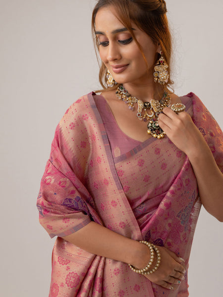 Juhi Cotton Pink Saree