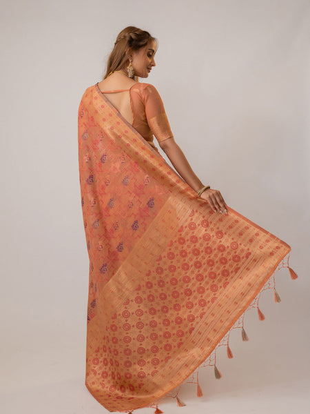 Juhi Cotton Peach Saree