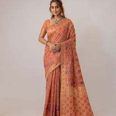 Juhi Cotton Peach Saree