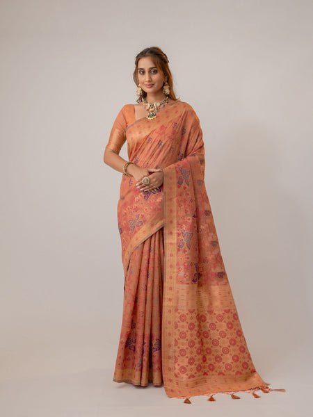 Juhi Cotton Peach Saree