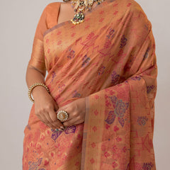Juhi Cotton Peach Saree