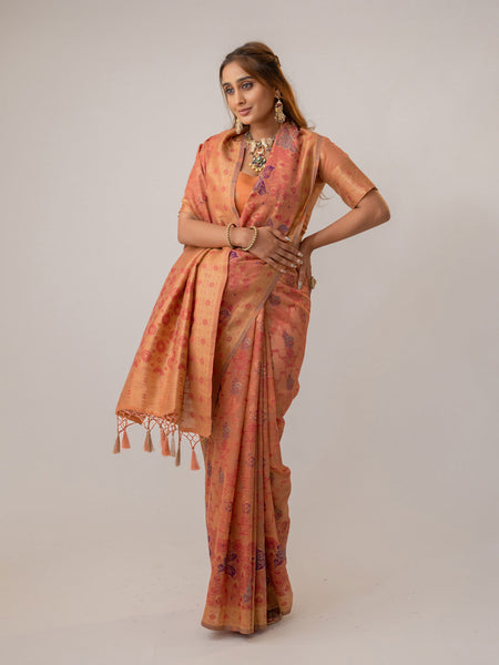 Juhi Cotton Peach Saree