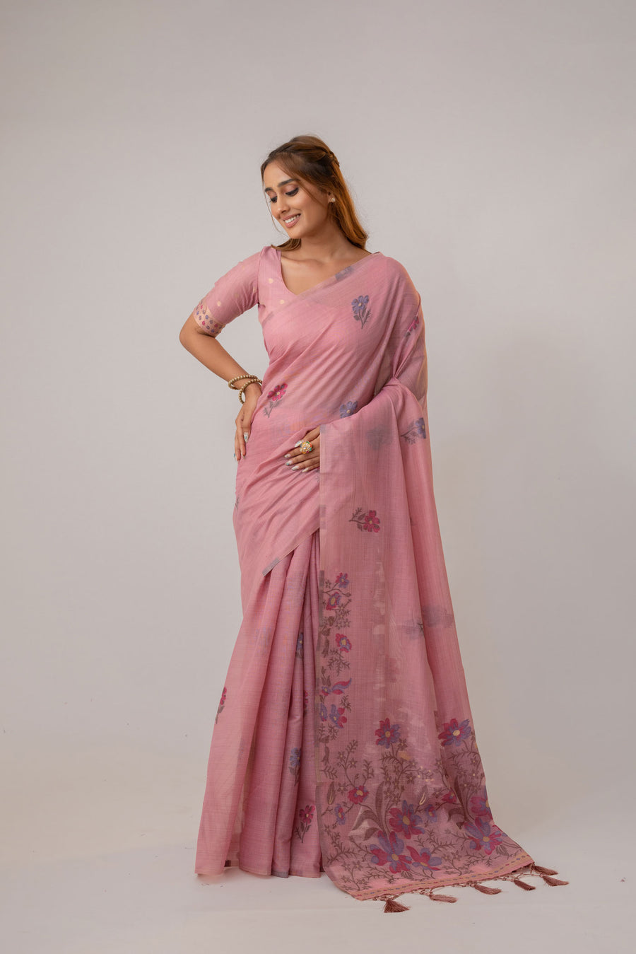 Lavanya Cotton Pink Saree