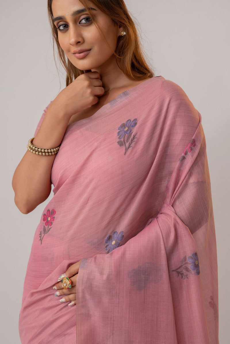 Lavanya Cotton Pink Saree