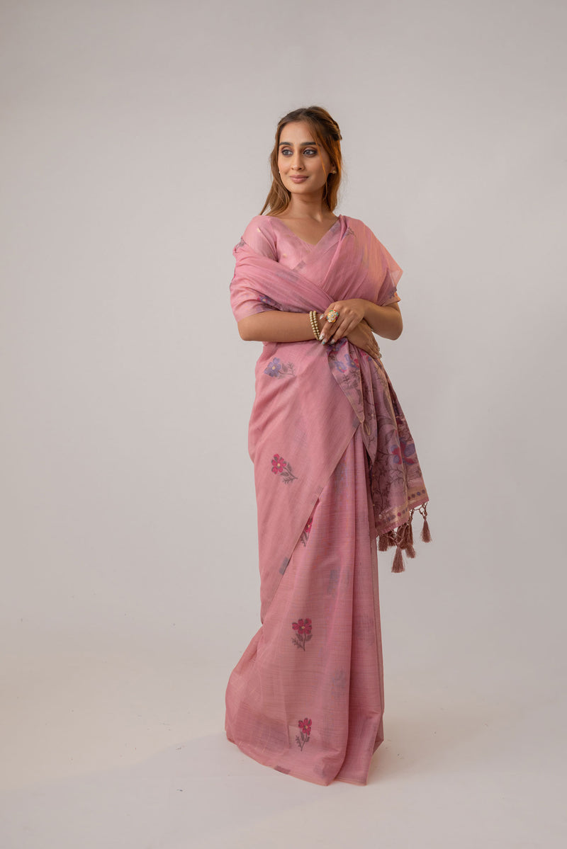 Lavanya Cotton Pink Saree