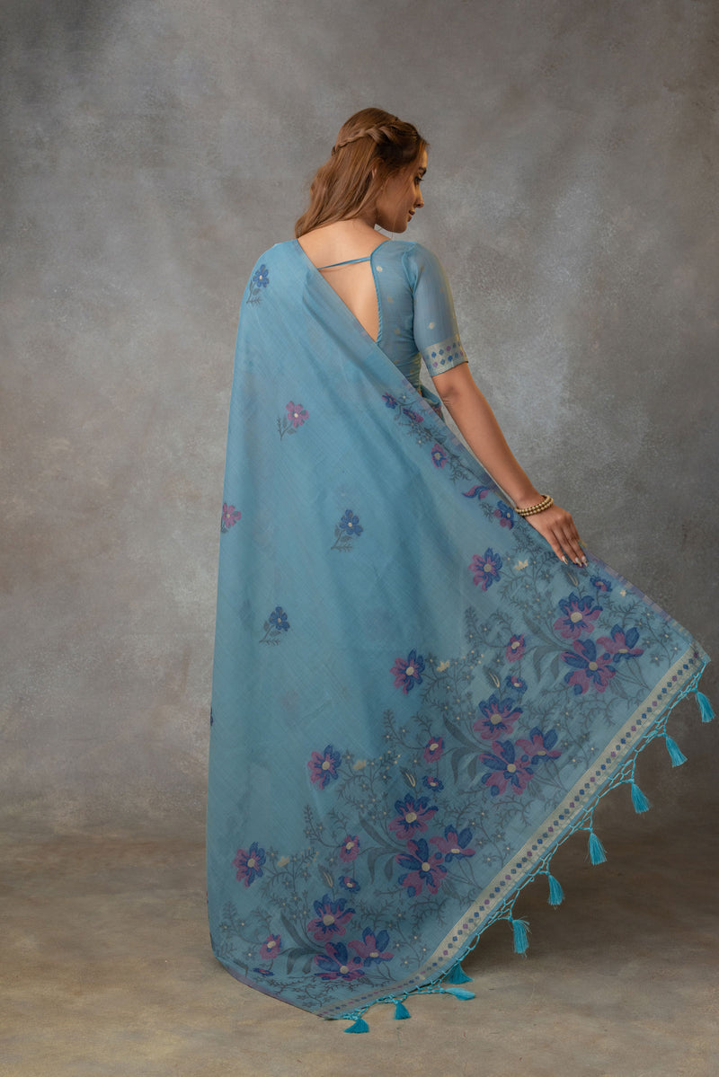 Lavanya Cotton Blue Saree