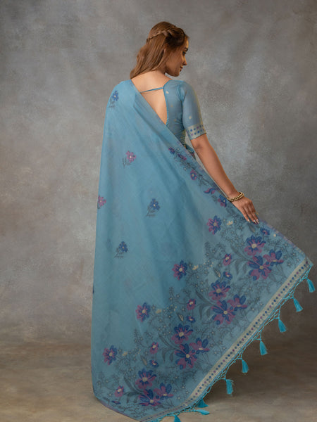 Lavanya Cotton Blue Saree