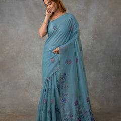 Lavanya Cotton Blue Saree