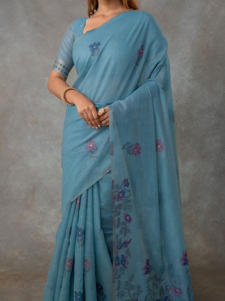 Lavanya Cotton Blue Saree