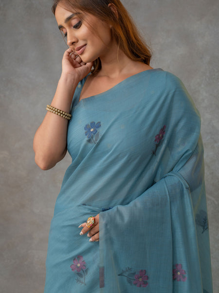 Lavanya Cotton Blue Saree