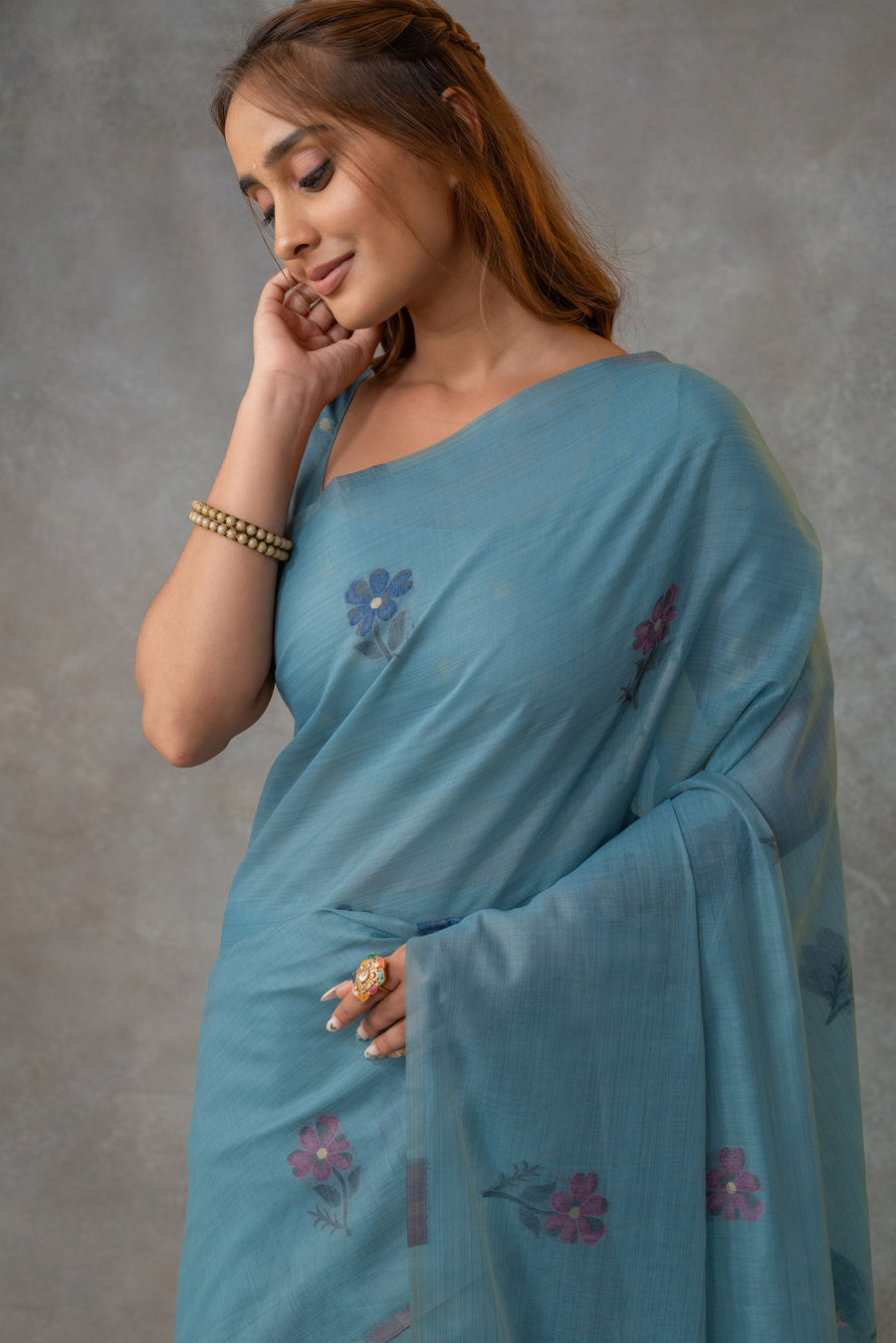 Lavanya Cotton Blue Saree