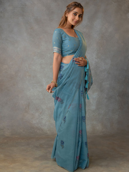 Lavanya Cotton Blue Saree