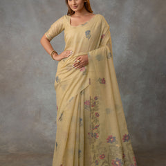 Lavanya Cotton Sand Yellow Saree