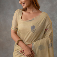 Lavanya Cotton Sand Yellow Saree