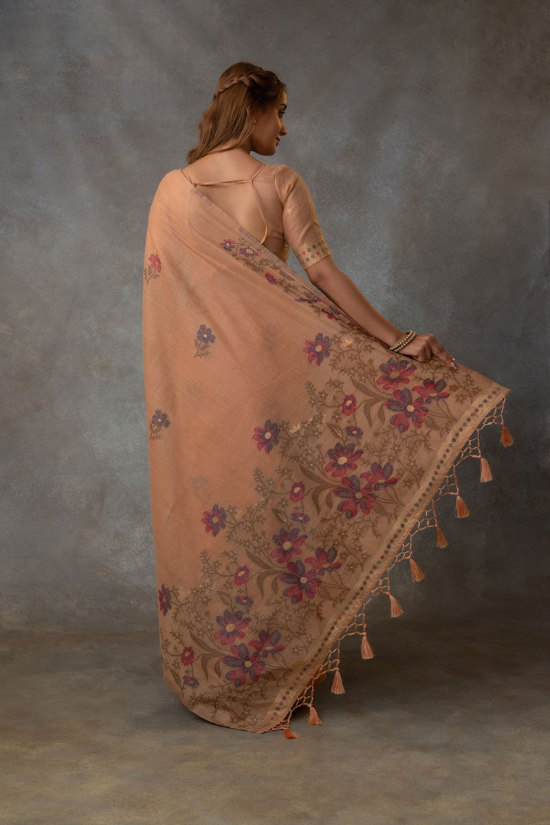 Lavanya Cotton Peach Saree
