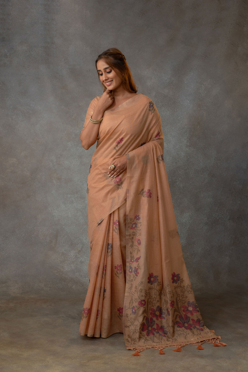 Lavanya Cotton Peach Saree