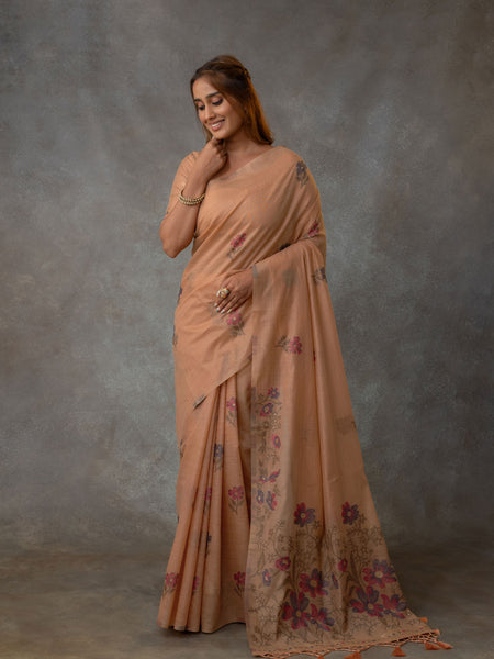 Lavanya Cotton Peach Saree