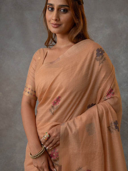 Lavanya Cotton Peach Saree