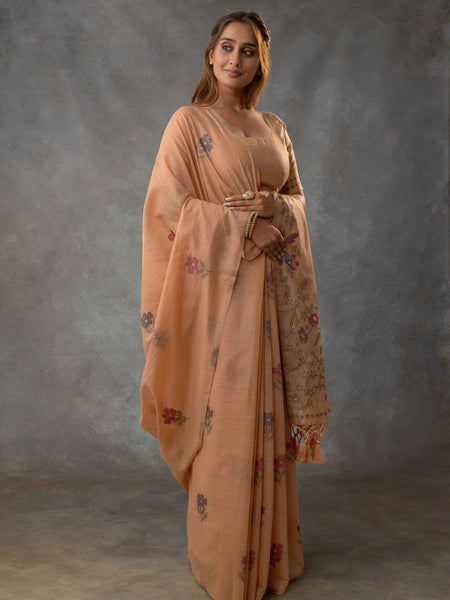 Lavanya Cotton Peach Saree