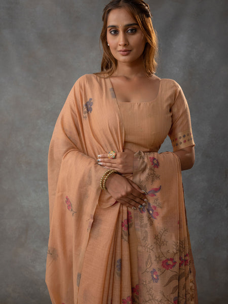 Lavanya Cotton Peach Saree