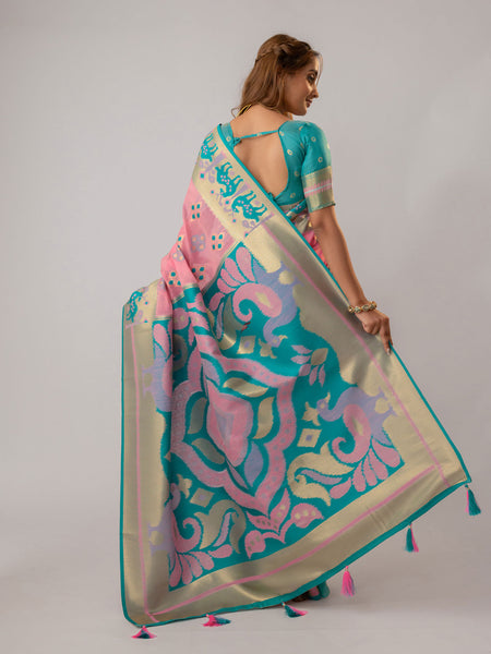 Patola Linen Pink Saree