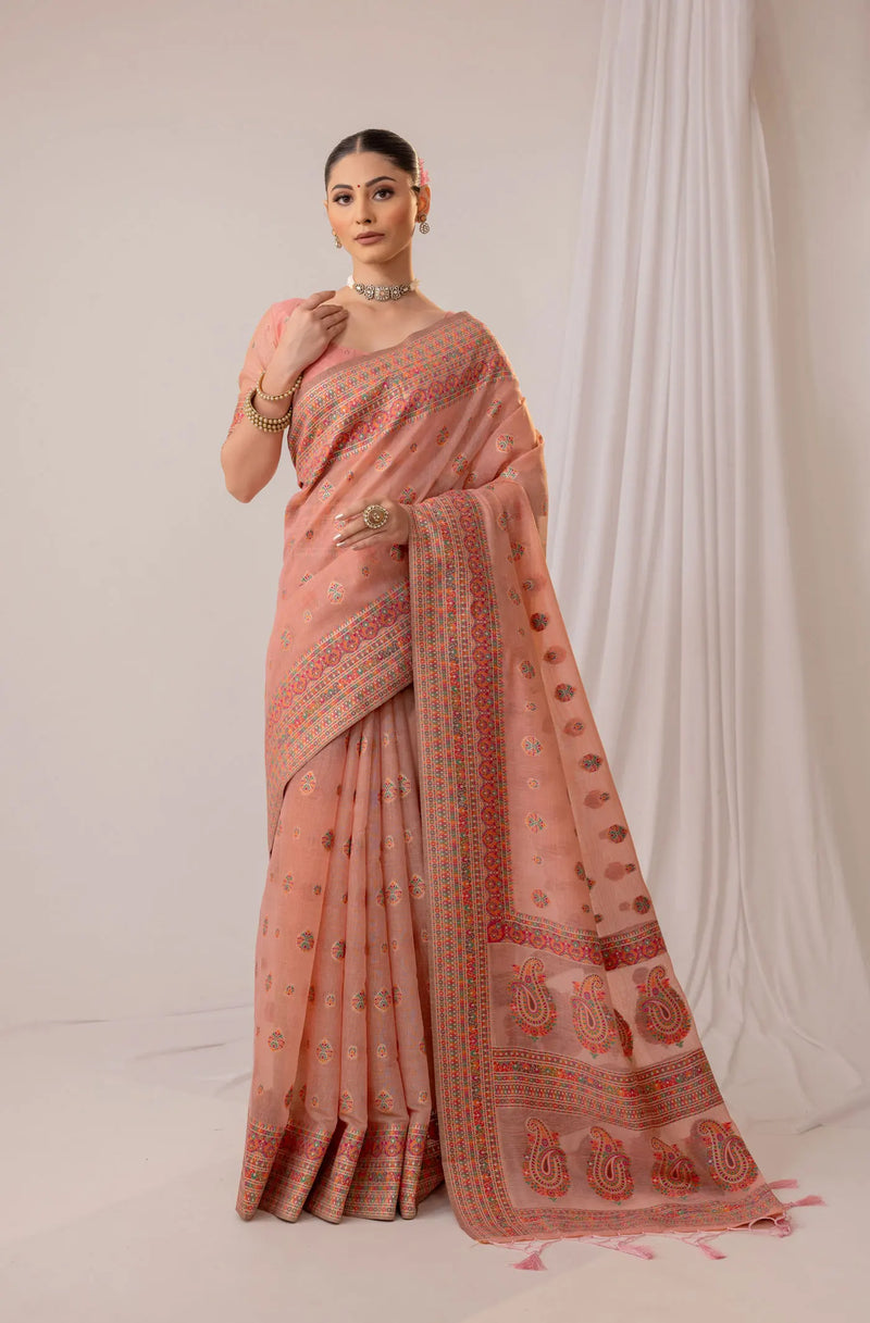 Meher Cotton Peach Saree