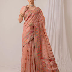 Meher Cotton Peach Saree