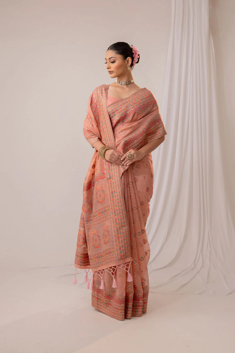 Meher Cotton Peach Saree