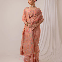 Meher Cotton Peach Saree
