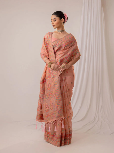 Meher Cotton Peach Saree