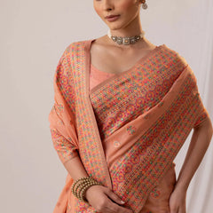 Meher Cotton Peach Saree
