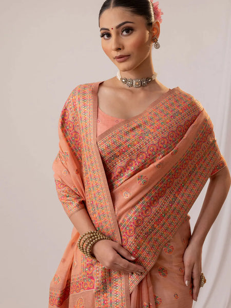 Meher Cotton Peach Saree