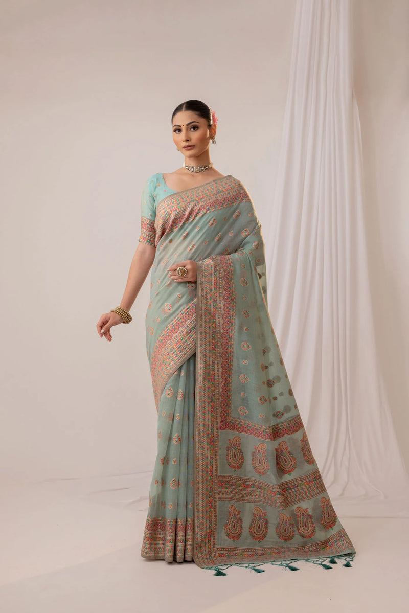 Meher Cotton Blue Saree
