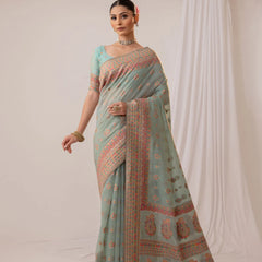 Meher Cotton Blue Saree