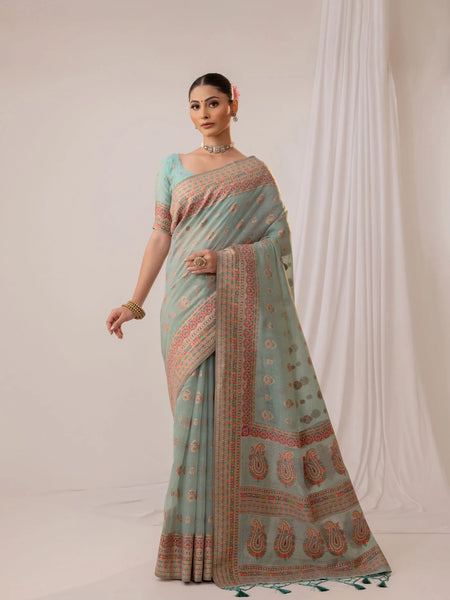 Meher Cotton Blue Saree