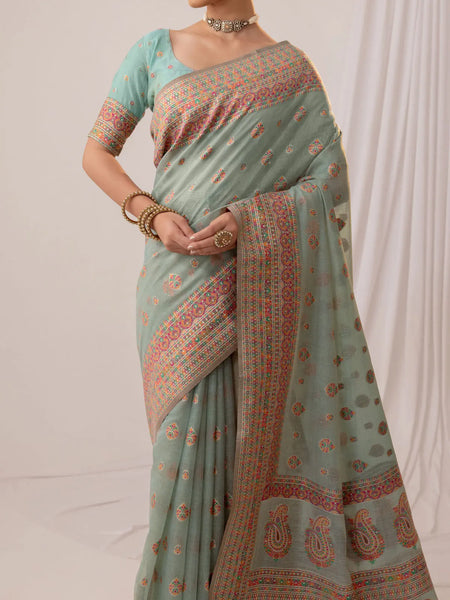 Meher Cotton Blue Saree