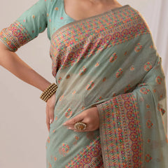 Meher Cotton Blue Saree