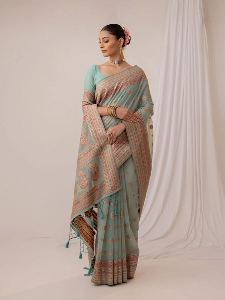 Meher Cotton Blue Saree