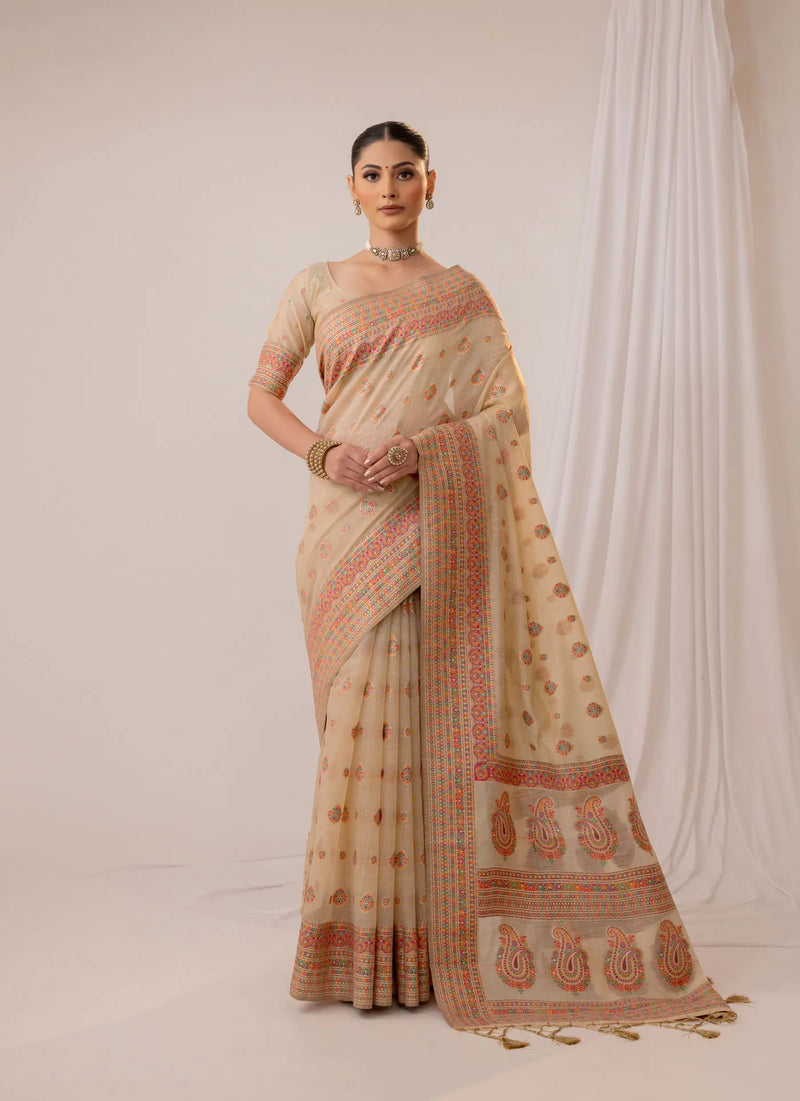 Meher Cotton Beige Saree