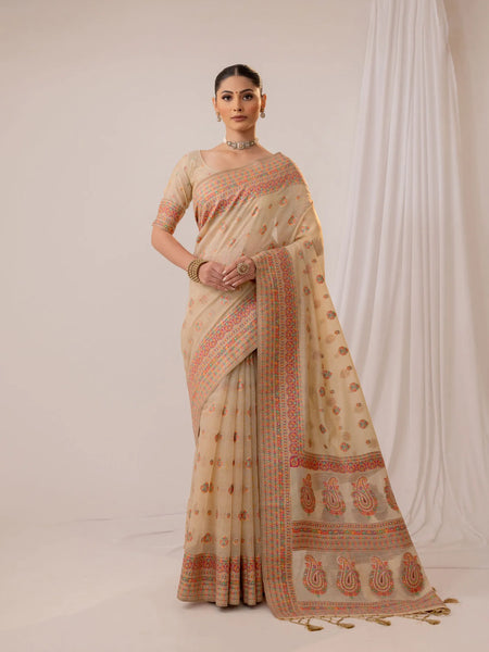 Meher Cotton Beige Saree