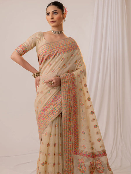 Meher Cotton Beige Saree
