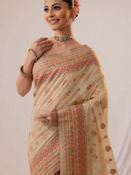 Meher Cotton Beige Saree