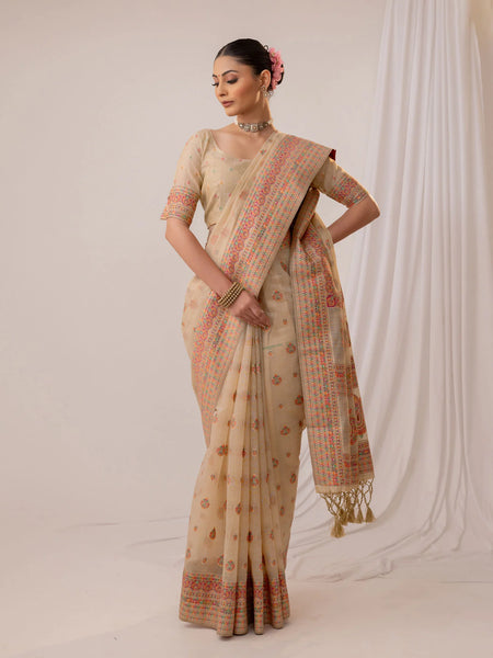 Meher Cotton Beige Saree