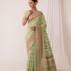 Meher Cotton Green Saree